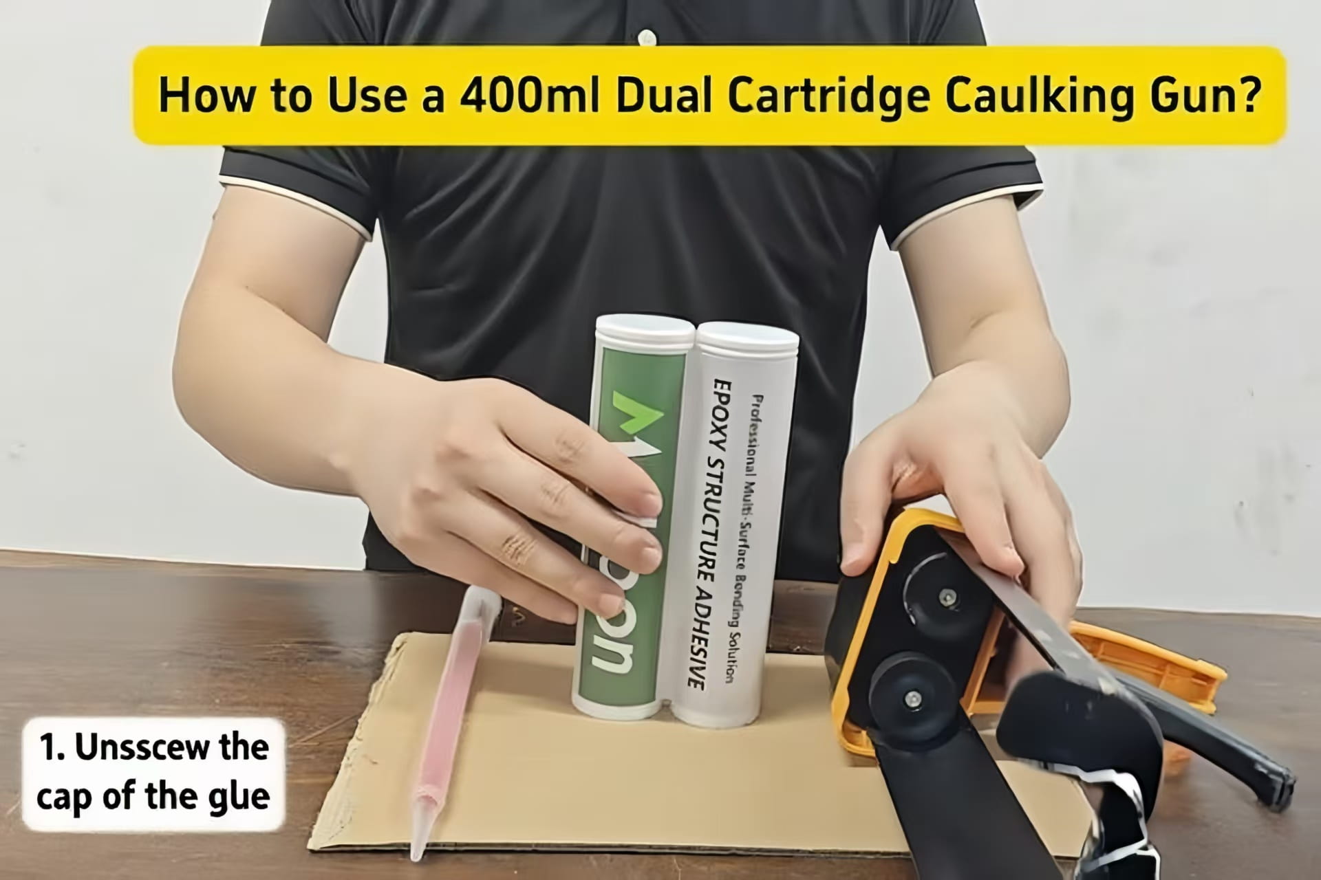 Como usar a pistola de calafetagem de cartucho duplo Molibon 400ml?