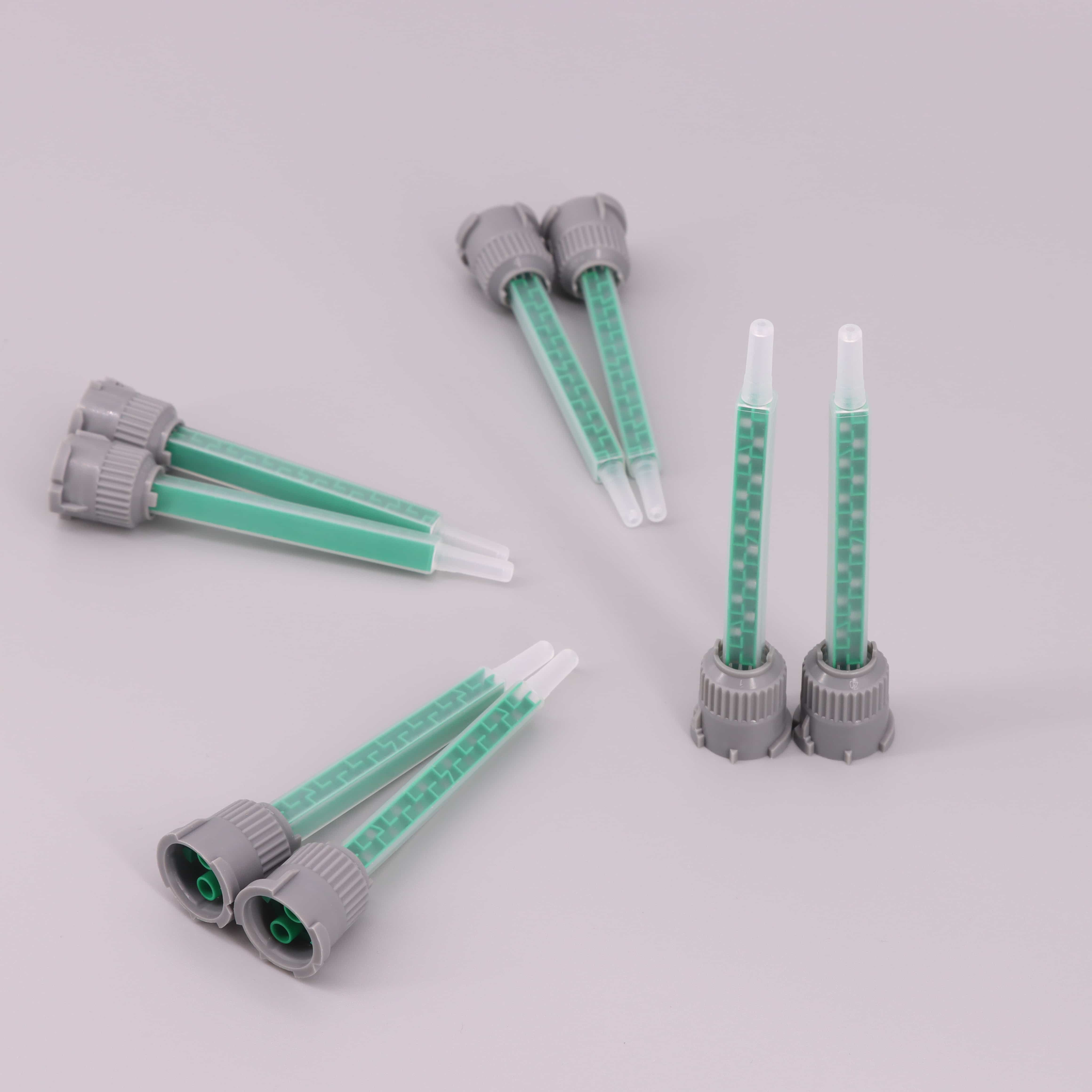 Flow-Through Optimized Static Mixing Nozzles